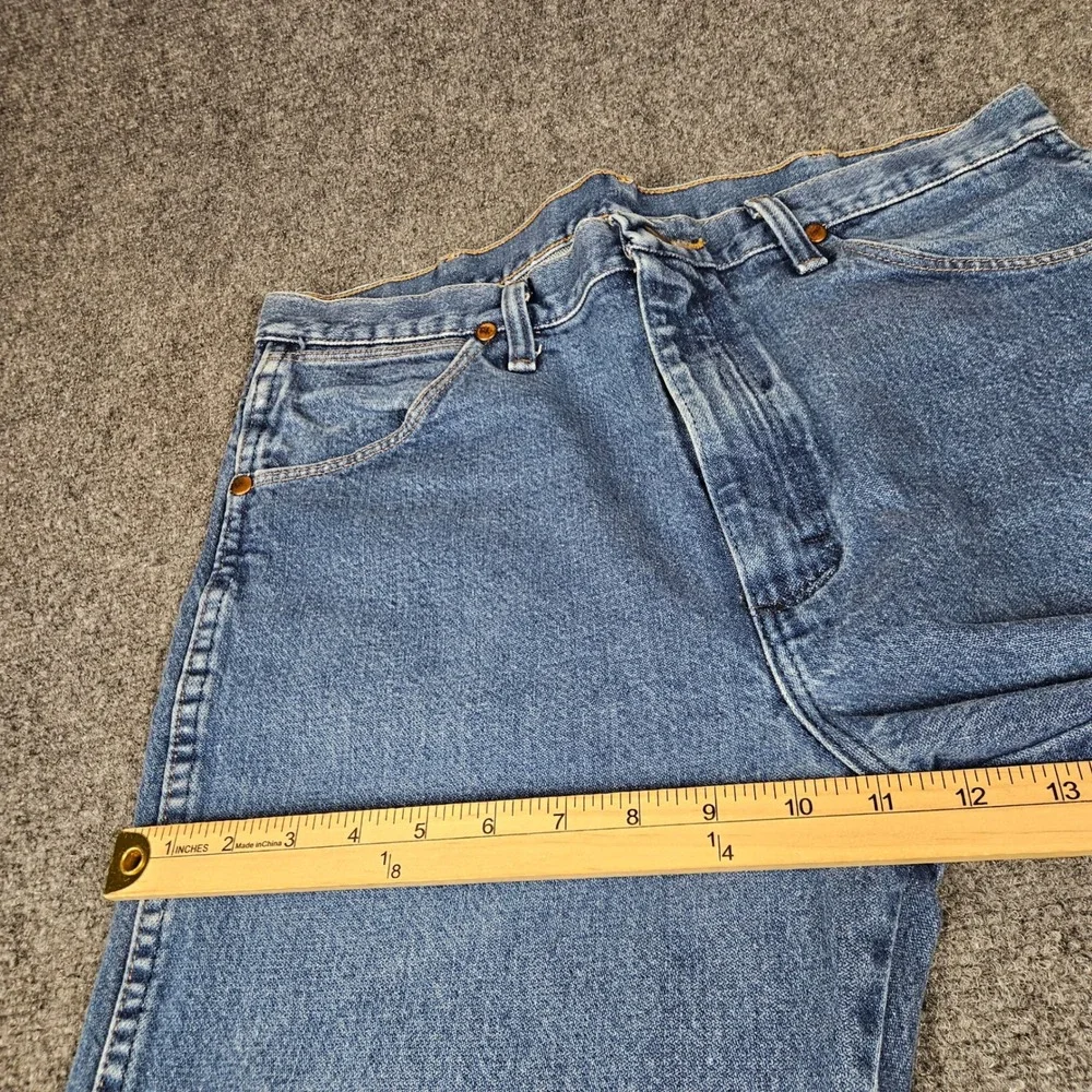 Wrangler 936DEN Cowboy Cut Slim Fit Frayed Hem Jeans Blue Denim 35x27